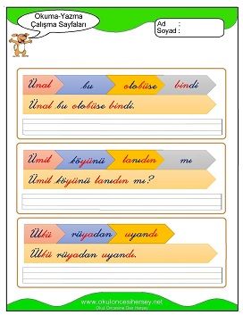 ü sesi Çalışma Sayfaları